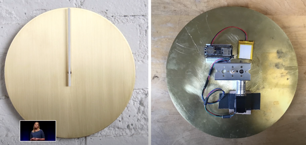 Ariel Heins one-handed brass clock changes rate depending on the length of day
