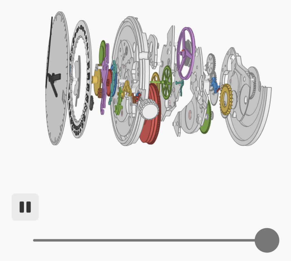An exploded view of the many intricate components of a mechanical watch. 