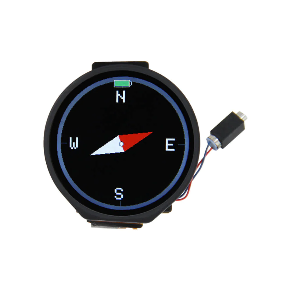 A LilyGo wearable with a round, watch-like screen.