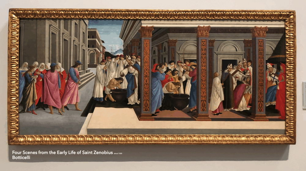 A Botticelli painting the Early Life of St. Zebonius